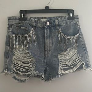 Diamond fringe shorts